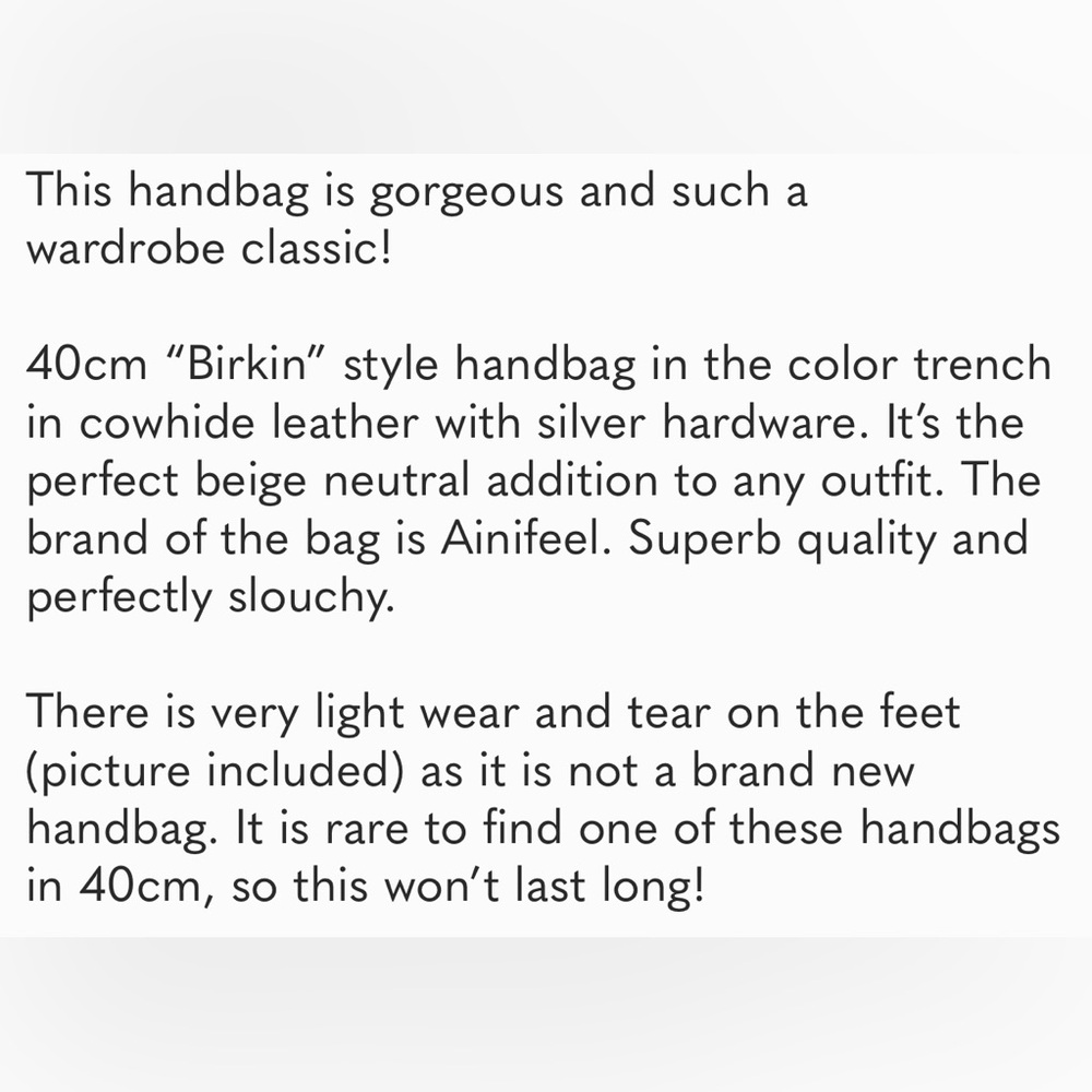 Elegant Tan Tote Bag - Picture 9 of 9